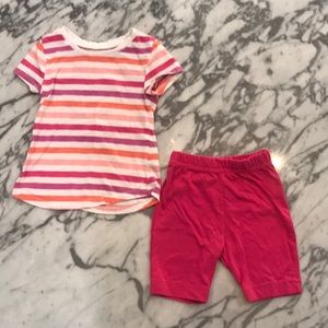6/$15 old navy strip shirt and bike shorts set